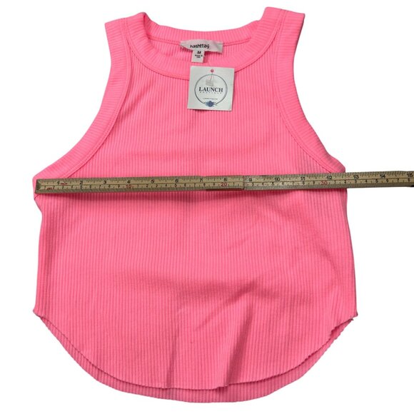 Pink Ribbed Tank Top Medium By Hashtag Launch Boutique - Picture 6 of 7